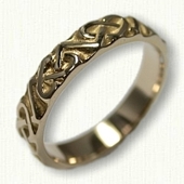 Sculpted 14kt Yellow Gold Celtic 3 Point Heart Knot Wedding Band 