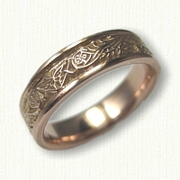 14kt Rose Gold Celtic Dragon and Butterfly Wedding Band