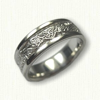 14kt White Gold Celtic Dragon and Butterfly Wedding Band